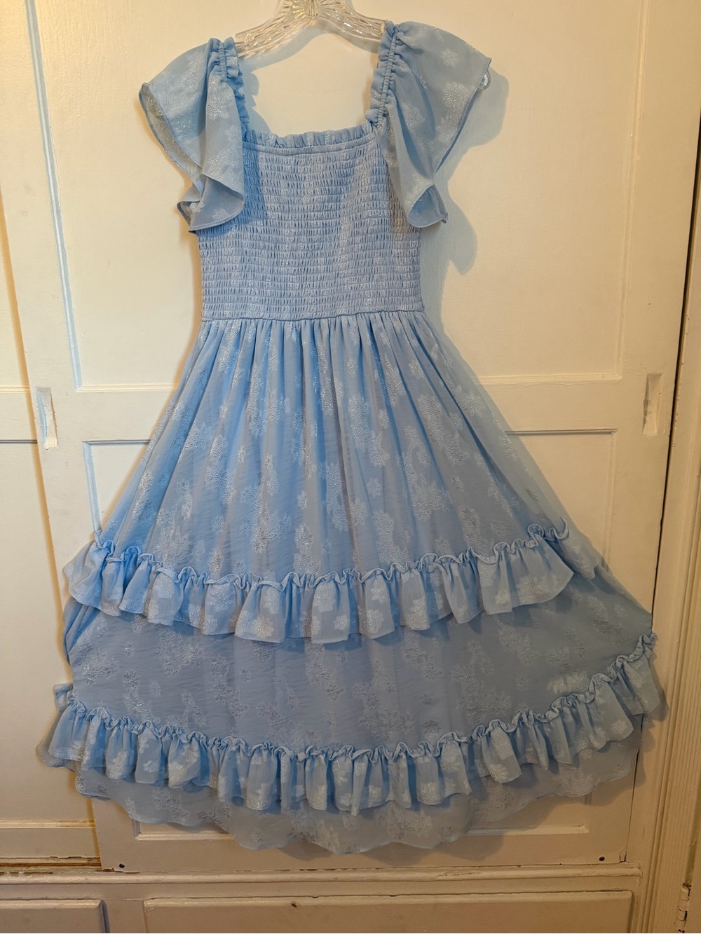 Rare Editions Light Blue Ruffle Smocked Dress